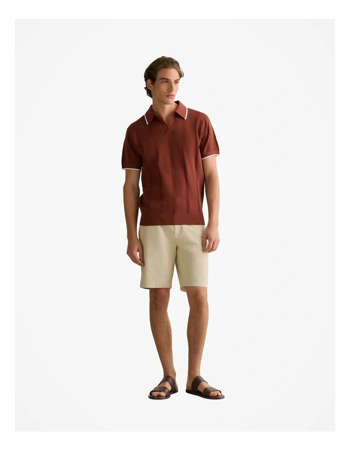 Mercerised Cotton Tipped Polo in Rust Red image 2