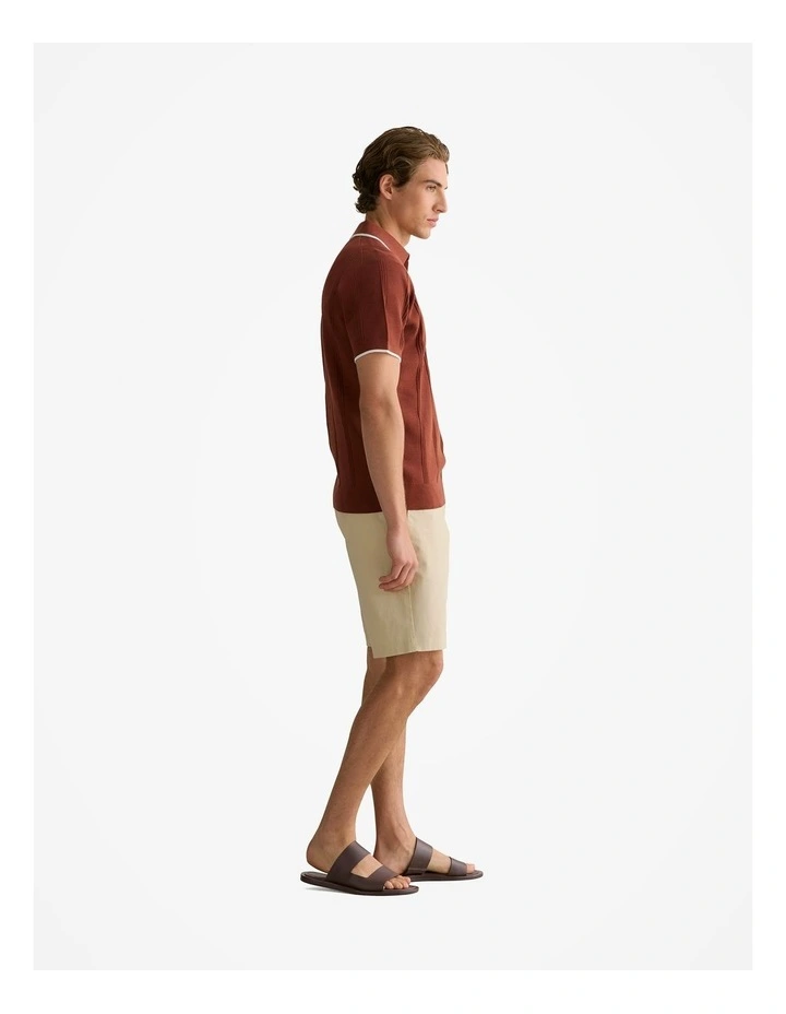 Mercerised Cotton Tipped Polo in Rust Red image 4