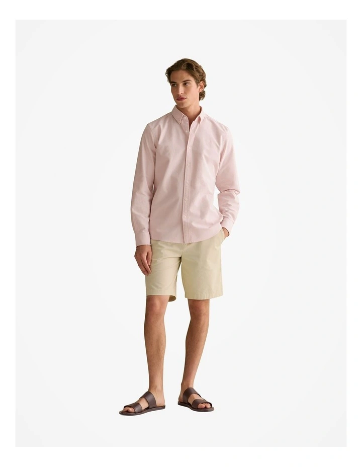 Regular Fit Yarn Dyed Monogram Oxford Shirt in Ash Pink image 3