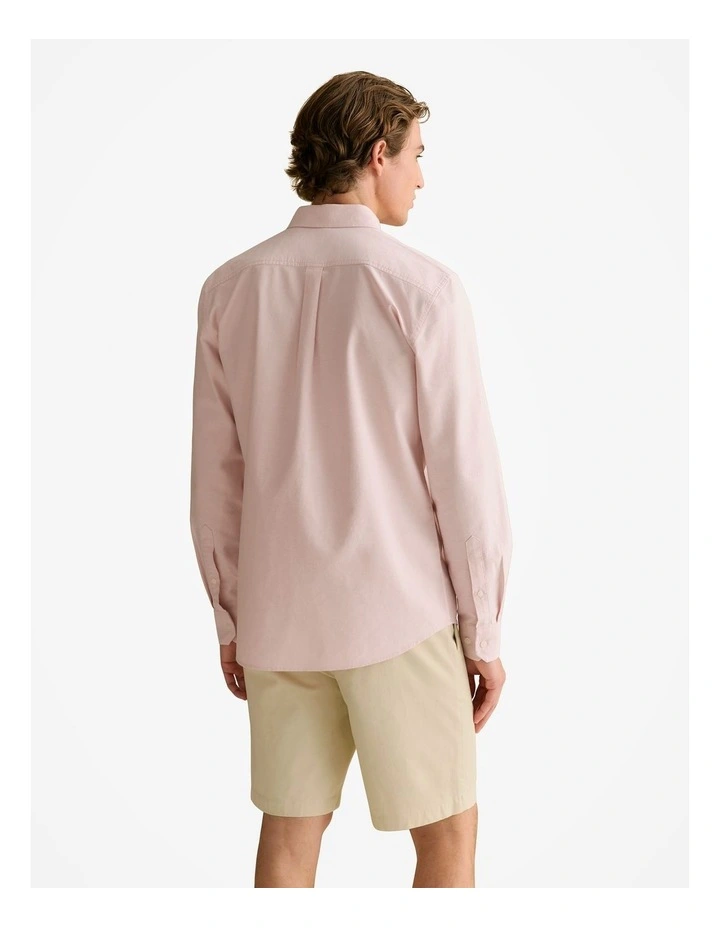 Regular Fit Yarn Dyed Monogram Oxford Shirt in Ash Pink image 4