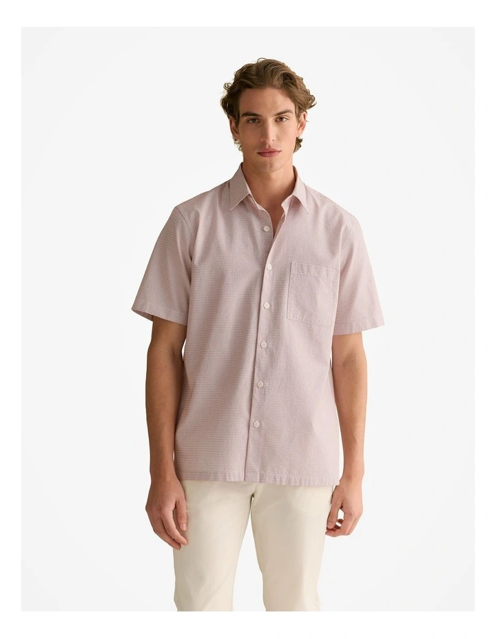 Cotton Dobby Short Sleeve Shirt in White image 1