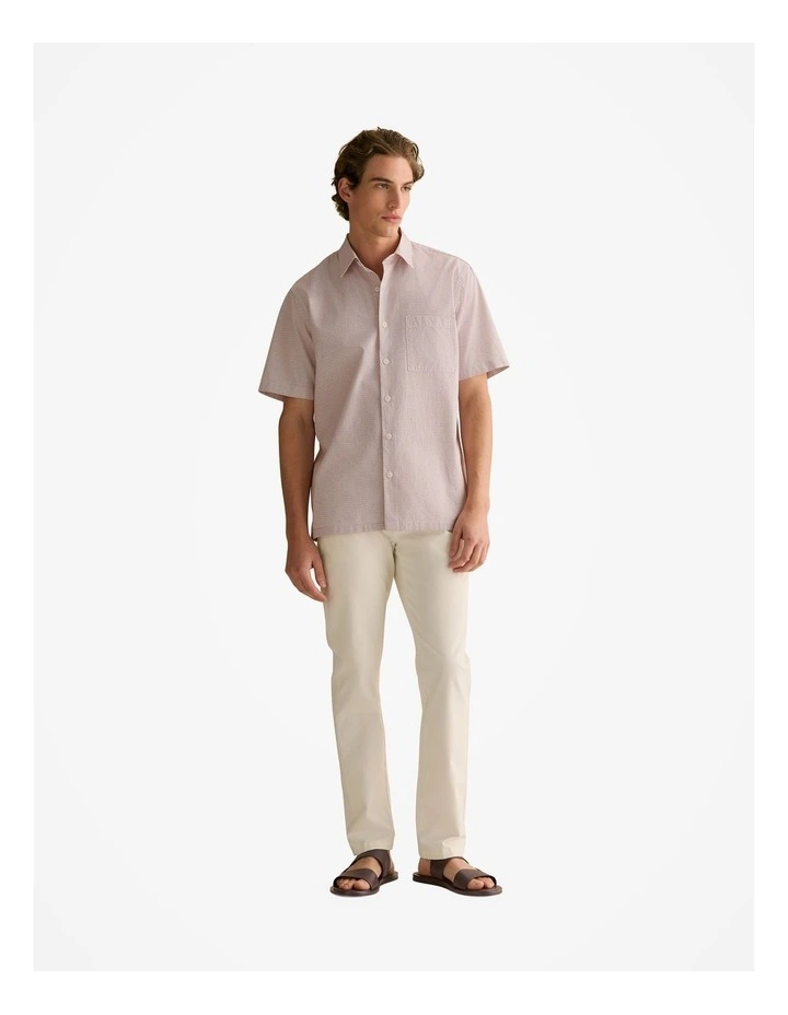 Cotton Dobby Short Sleeve Shirt in White image 2