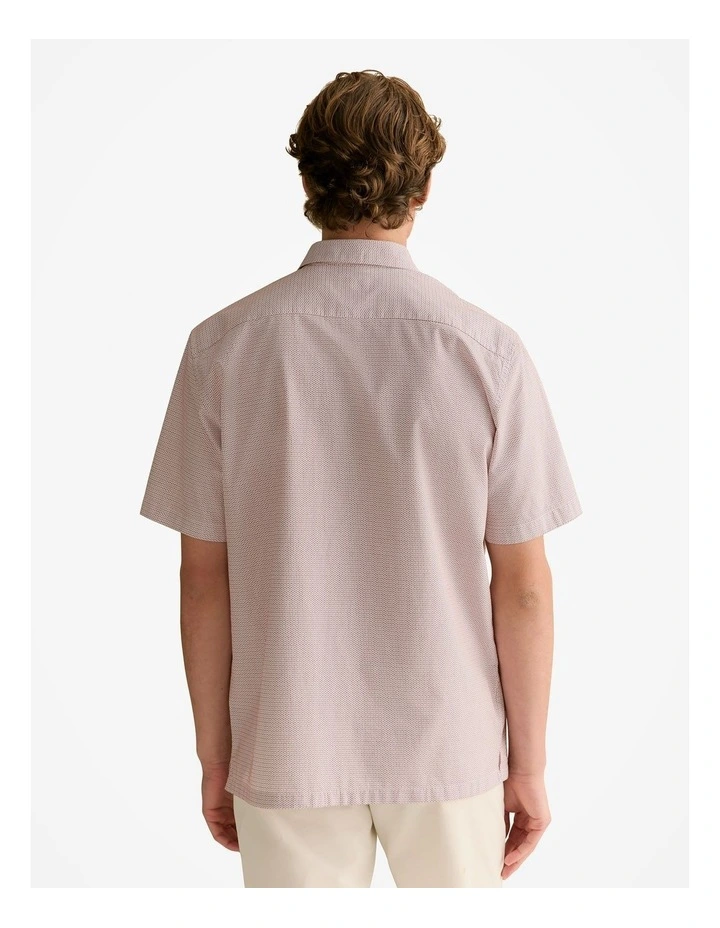 Cotton Dobby Short Sleeve Shirt in White image 4