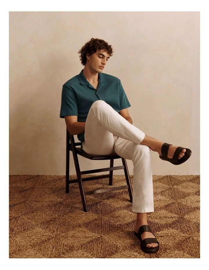 Cotton Blend Pique Shirt in Deep Sea Green image 2