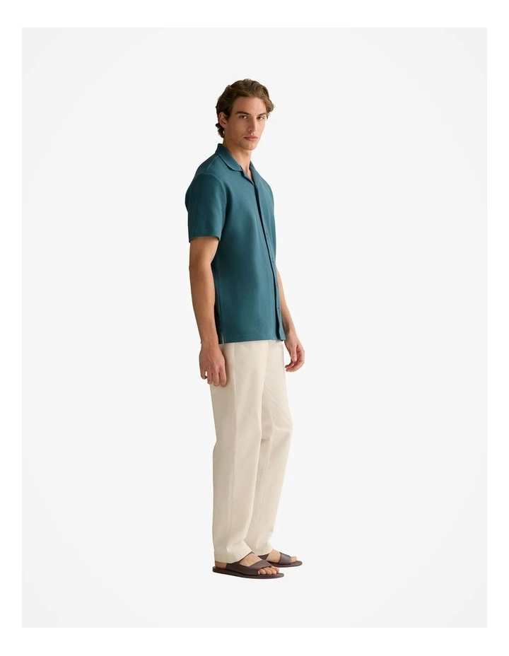 Cotton Blend Pique Shirt in Deep Sea Green image 5