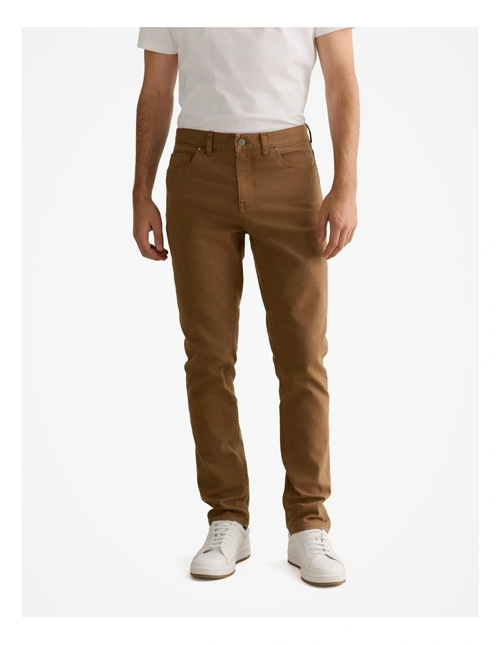 Regular Fit Garment Dyed Twill Five Pocket Pant in Latte image 1