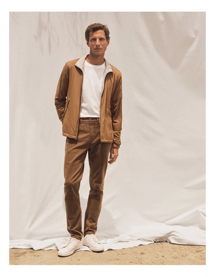 Regular Fit Garment Dyed Twill Five Pocket Pant in Latte image 2
