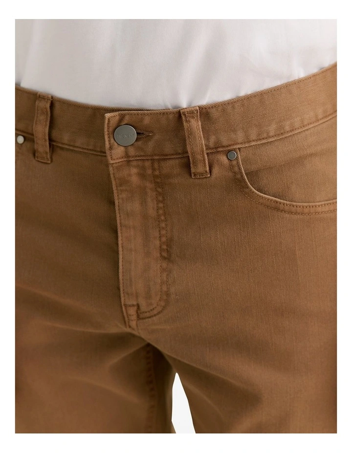 Regular Fit Garment Dyed Twill Five Pocket Pant in Latte image 3