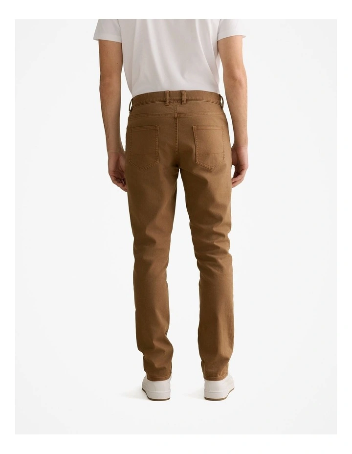 Regular Fit Garment Dyed Twill Five Pocket Pant in Latte image 5
