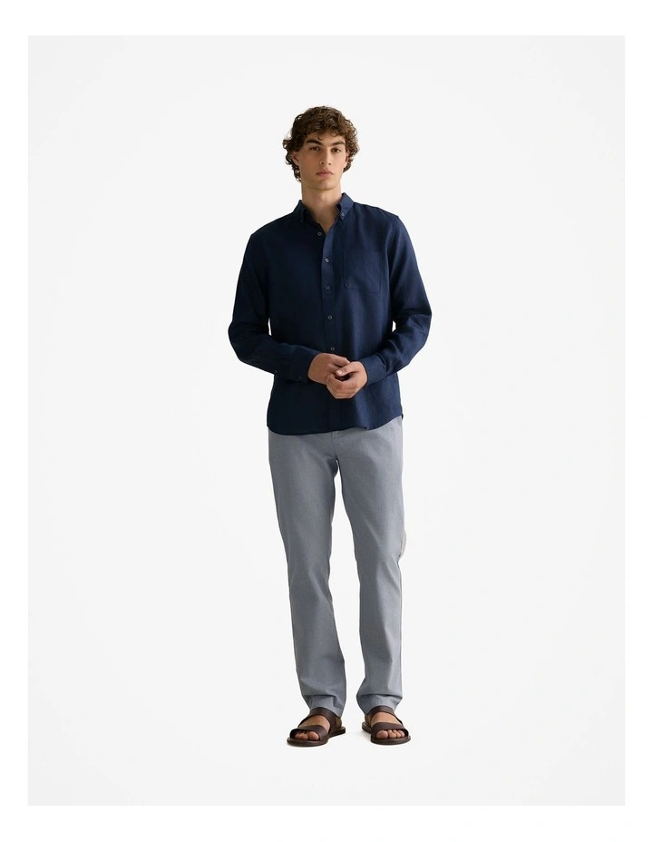 Regular Fit Yarn Dyed Cotton Dobby Chino in Strong Blue image 2