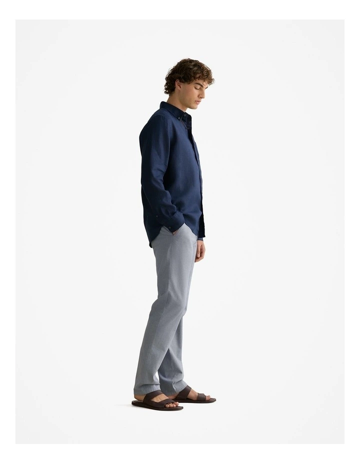 Regular Fit Yarn Dyed Cotton Dobby Chino in Strong Blue image 4