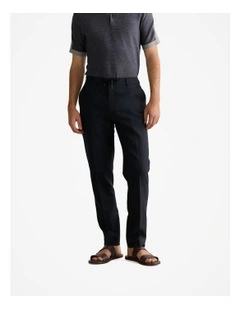 Italian Wool Tapered Pull On Trouser in Navy