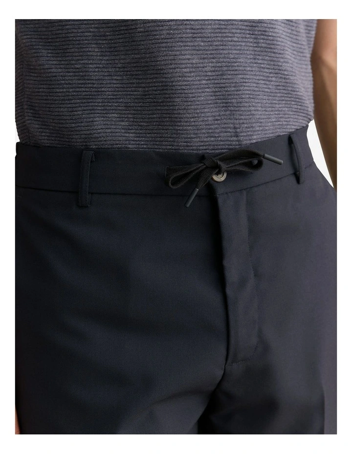 Italian Wool Tapered Pull On Trouser in Navy image 3