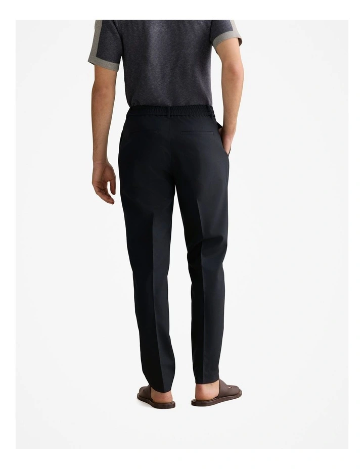 Italian Wool Tapered Pull On Trouser in Navy image 5