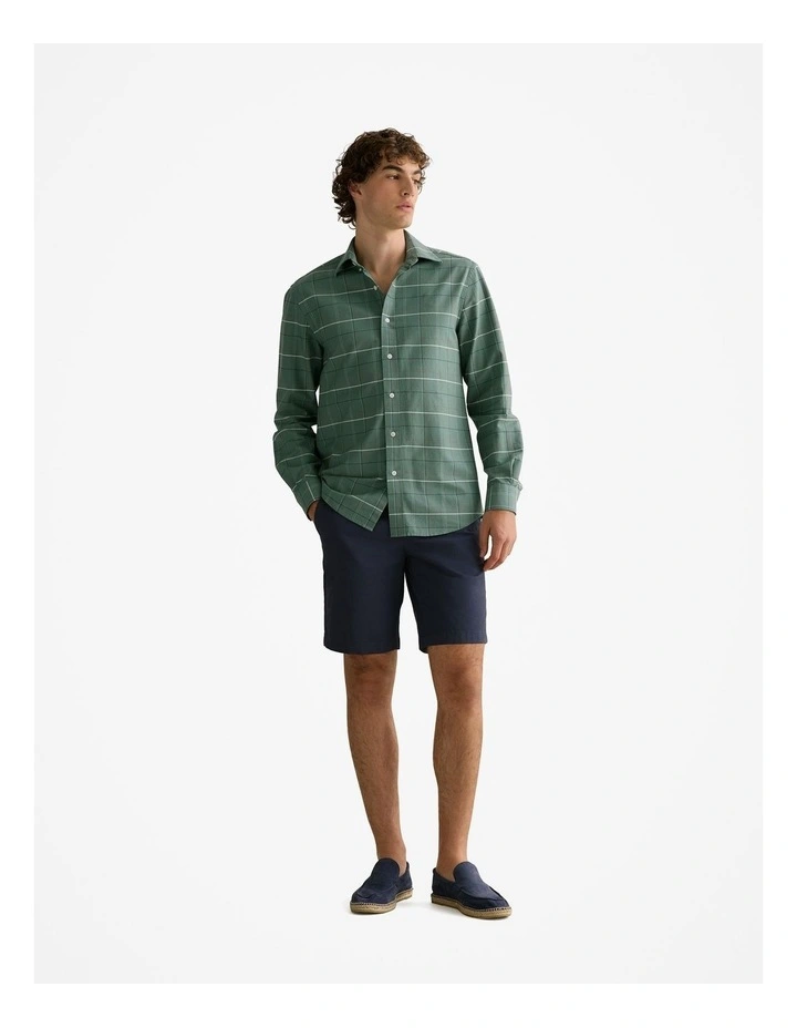 Regular Fit Yarn Dyed Cotton Check Oxford Shirt in Petrol Green image 2