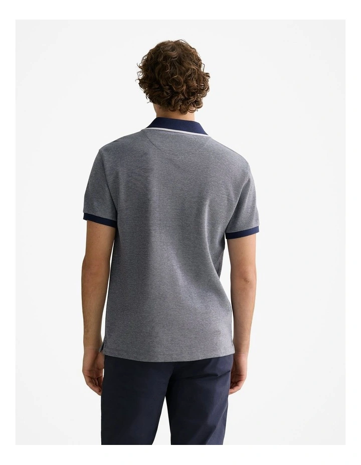 Cotton Pique Quarter Zip Polo in Strong Blue image 4
