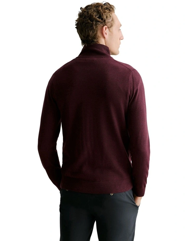 Australian Merino Half Zip in Burgundy image 4