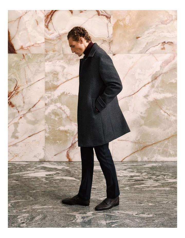 Italian Wool Blend Herringbone Coat in Asphalt image 2