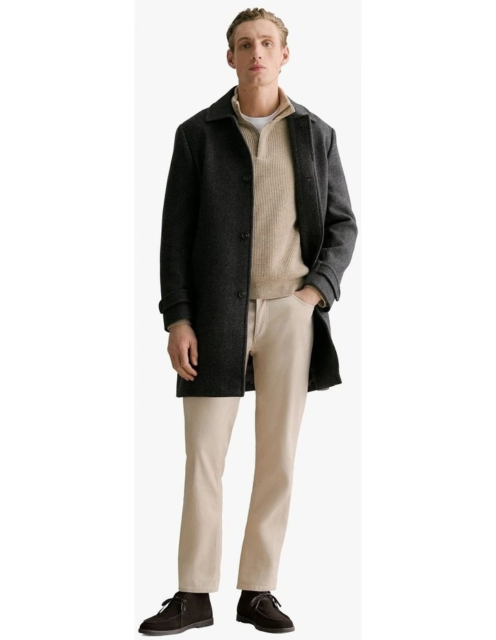 Italian Wool Blend Herringbone Coat in Asphalt image 3