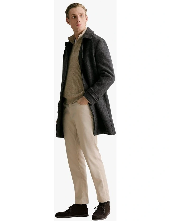Italian Wool Blend Herringbone Coat in Asphalt image 5