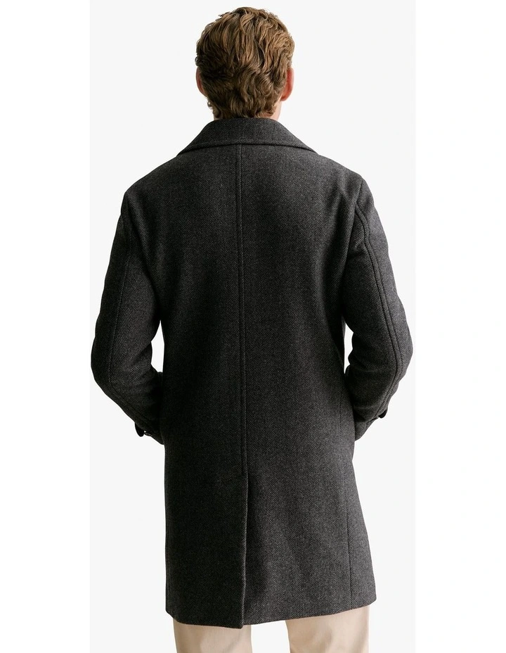 Italian Wool Blend Herringbone Coat in Asphalt image 6