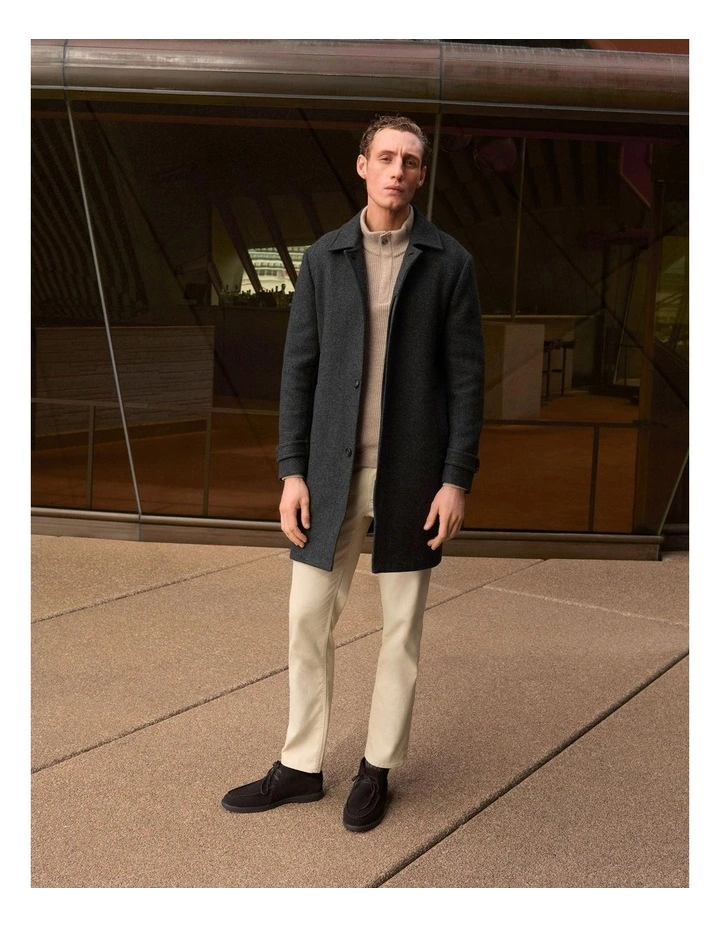 Italian Wool Blend Herringbone Coat in Asphalt image 7