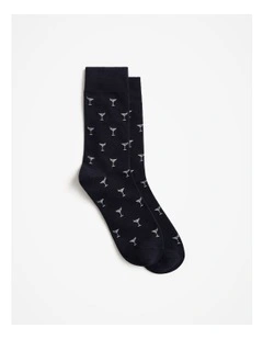 Martini Crew Socks in Navy