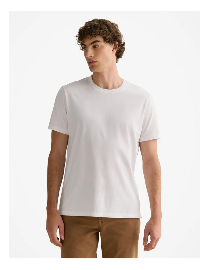 Australian Cotton Jersey Crew T-shirt in White image 1