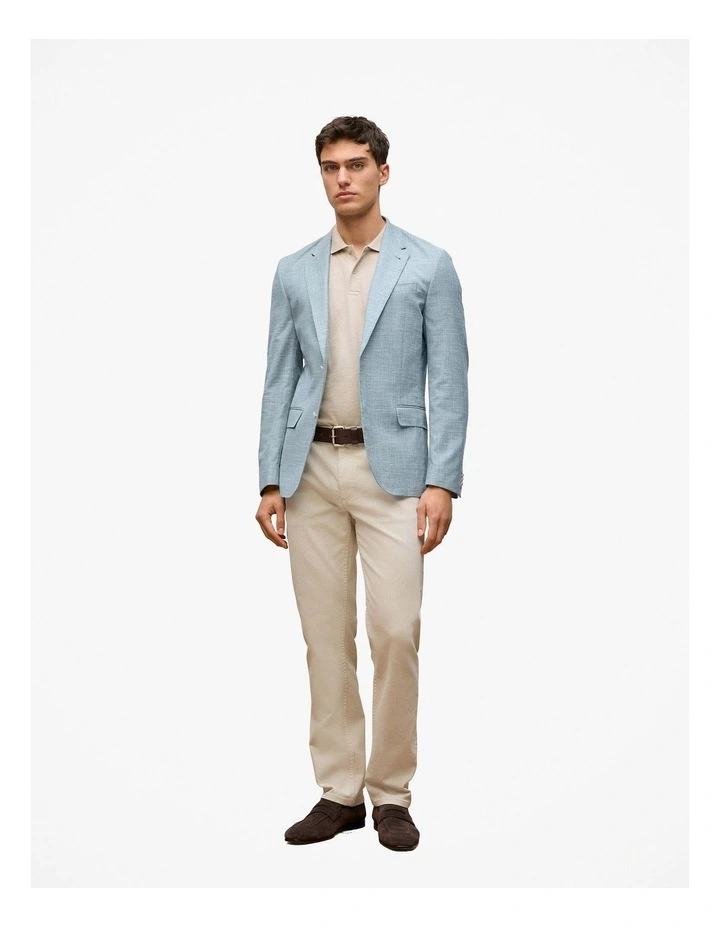 Tailored Fit Italian Wool Cotton Blend Blazer in Chambray Blue image 3
