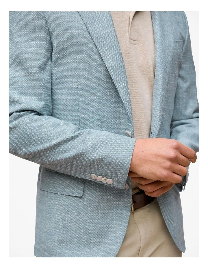 Tailored Fit Italian Wool Cotton Blend Blazer in Chambray Blue image 4