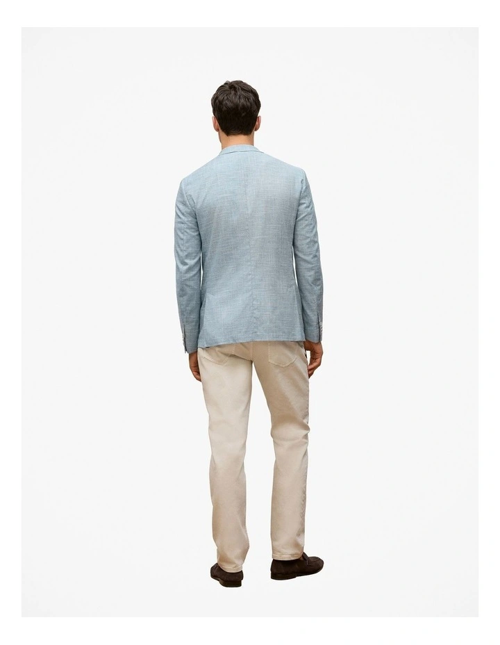 Tailored Fit Italian Wool Cotton Blend Blazer in Chambray Blue image 5