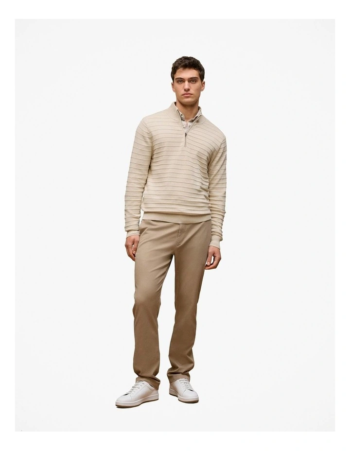 Cotton Silk Half Zip Knit in Stone image 3