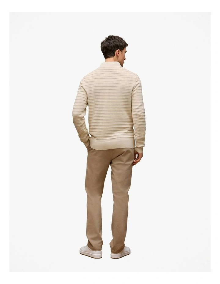 Cotton Silk Half Zip Knit in Stone image 5