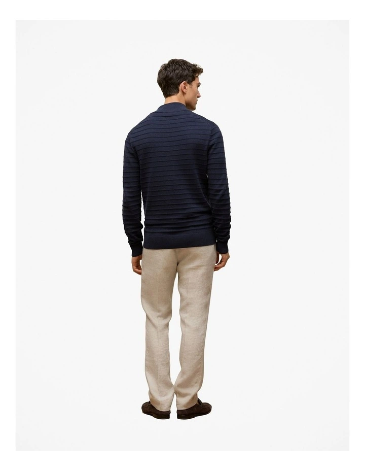 Cotton Silk Half Zip Knit in Navy image 5