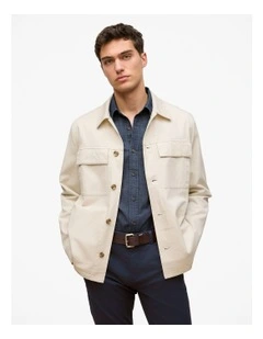 Cotton Twill Chore Jacket in Stone