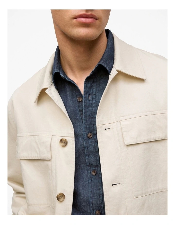 Cotton Twill Chore Jacket in Stone image 4
