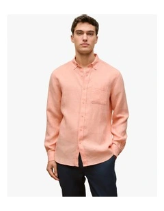 Regular Fit Linen End On End Shirt in Shell Pink