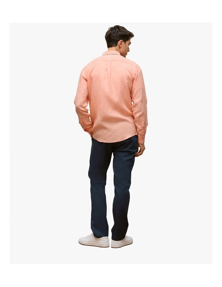 Regular Fit Linen End On End Shirt in Shell Pink image 5