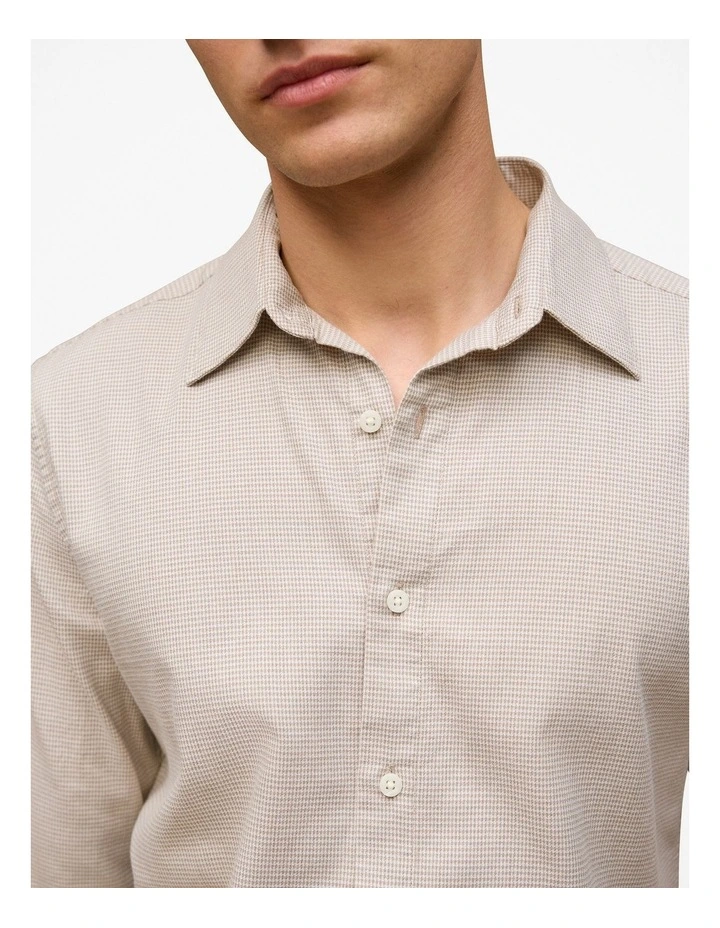 Tailored Fit Puppytooth Check Shirt in Sand image 4
