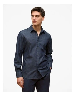 Regular Fit Denim Chambray Shirt in Indigo Rinse