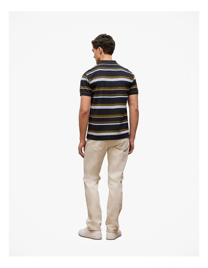 Colour Block Stripe Monogram Polo in Navy image 4