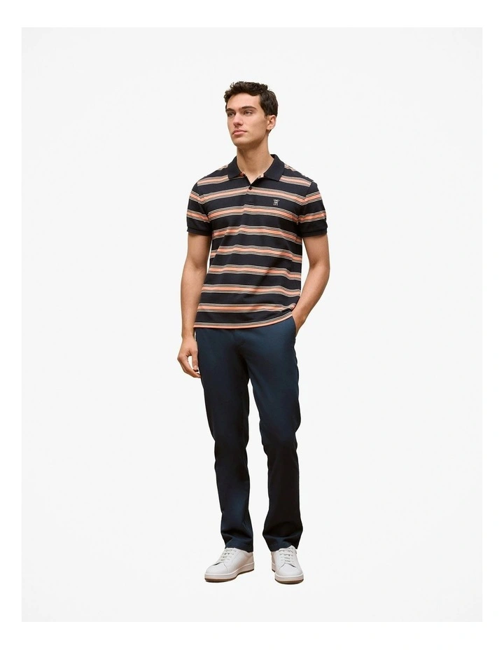 Textured Stripe Monogram Polo in Navy image 2