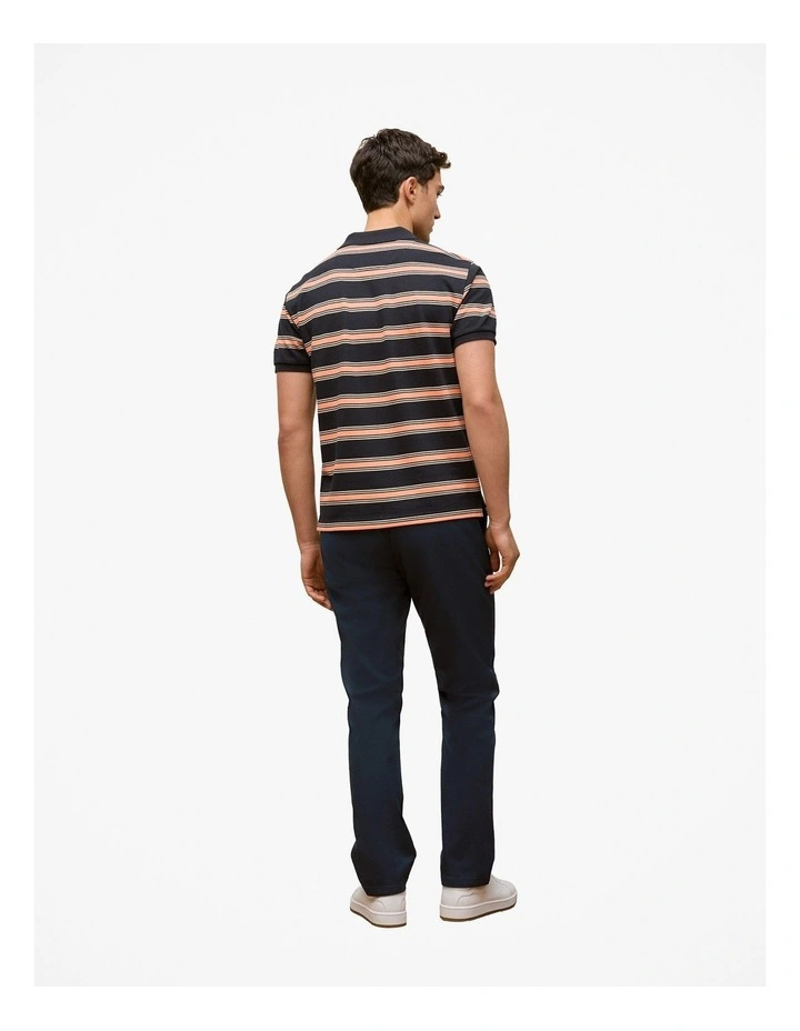 Textured Stripe Monogram Polo in Navy image 4