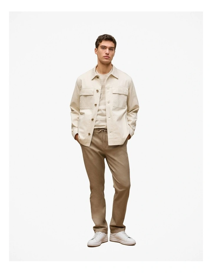 Textured Stripe Crew T-shirt in Stone image 2