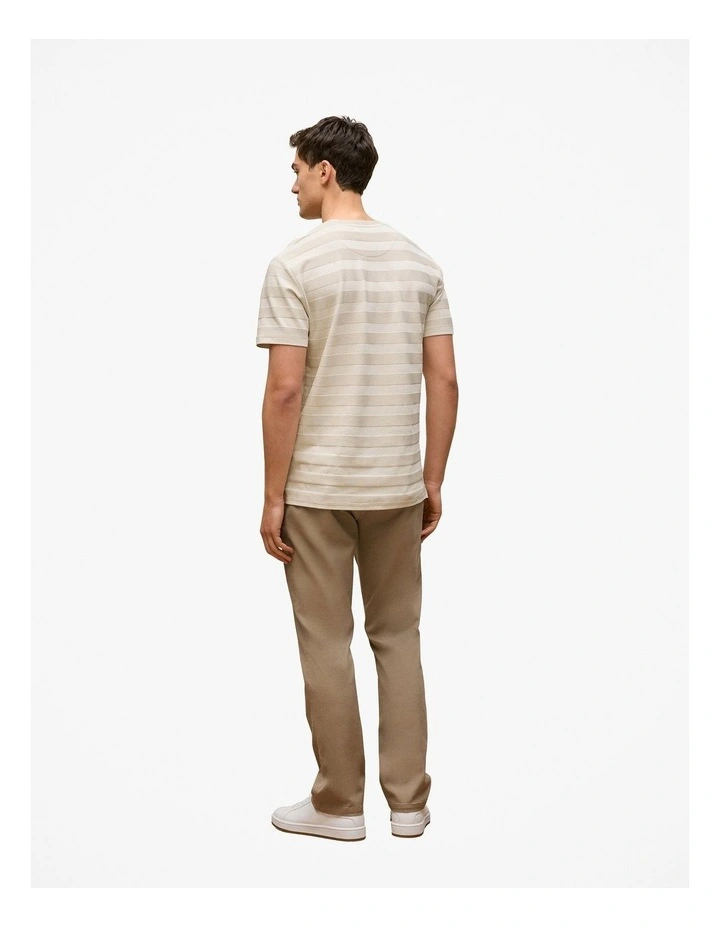 Textured Stripe Crew T-shirt in Stone image 5