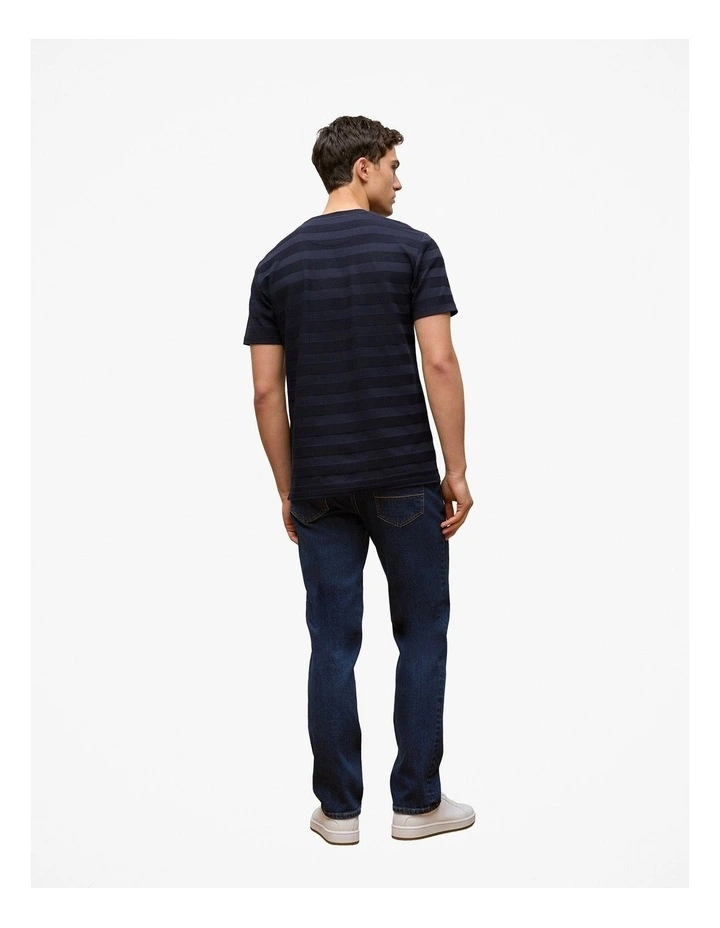 Textured Stripe Crew T-shirt in Navy image 4