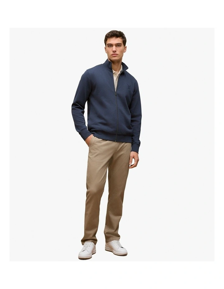 Cotton Zip Through Monogram Sweat in Navy image 3
