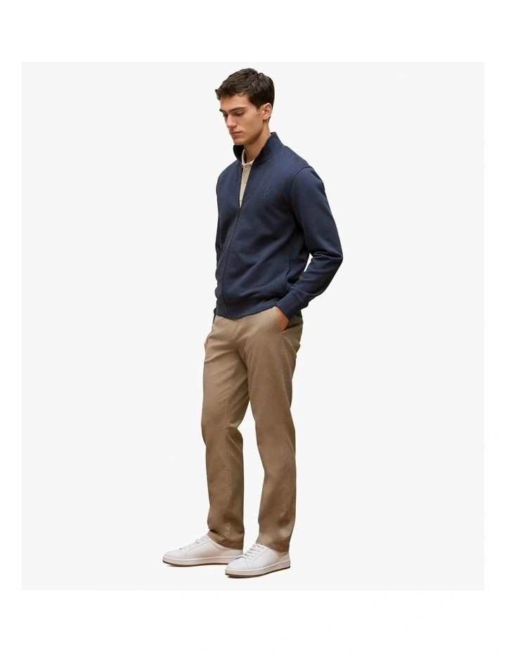 Cotton Zip Through Monogram Sweat in Navy image 5