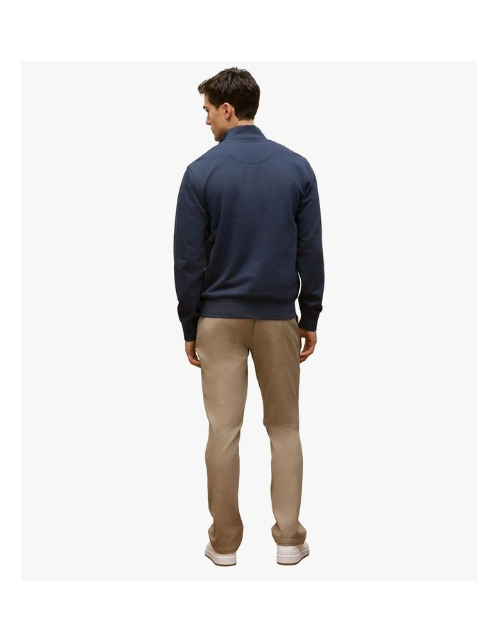Cotton Zip Through Monogram Sweat in Navy image 6