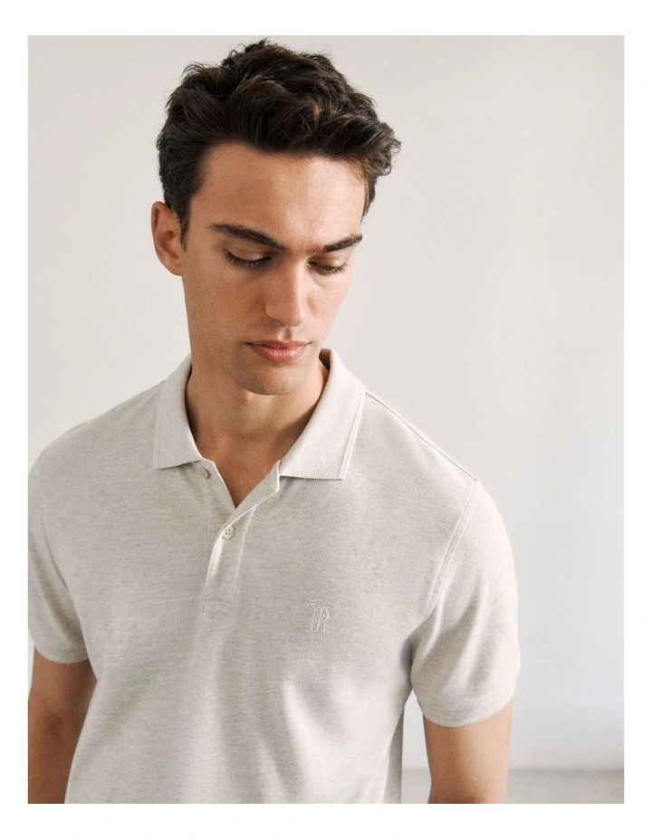 Pique Marle Monogram Polo in Stone image 2